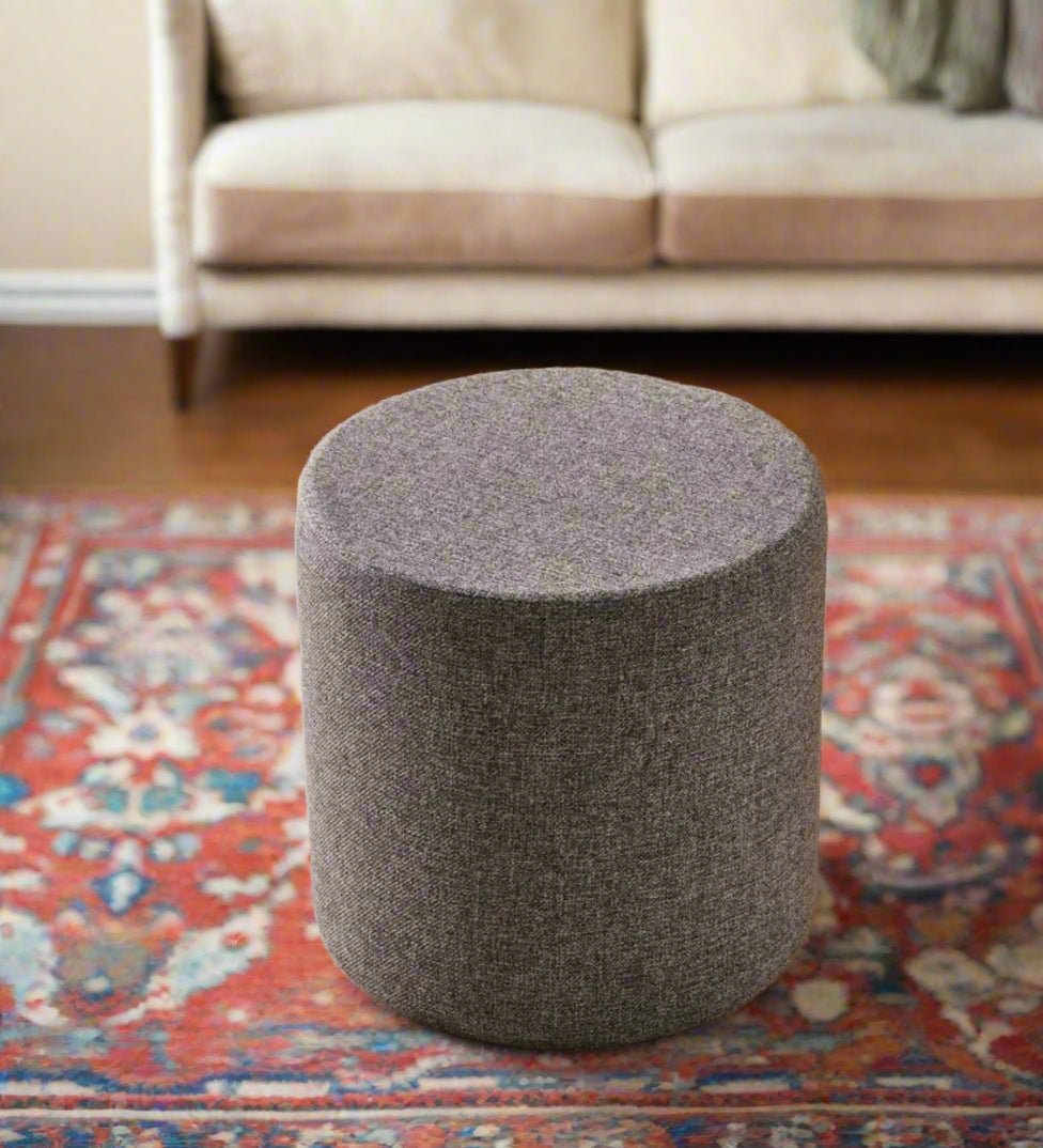 Yorin Fabric Pouffe In Nimbus Grey Colour
