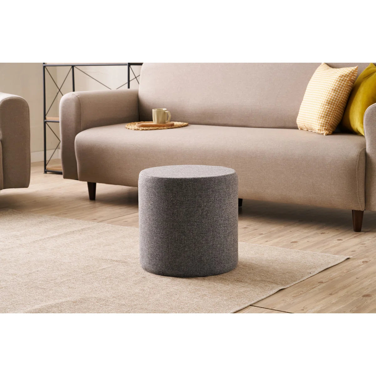 Yorin Fabric Pouffe In Nimbus Grey Colour