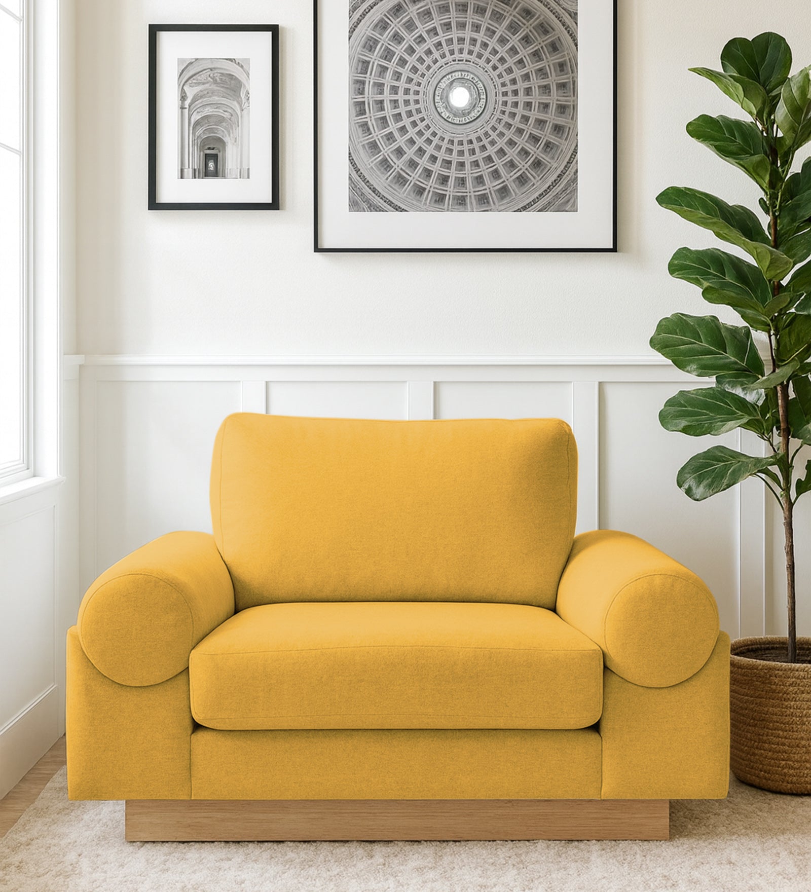 Yuma Fabric 1 Seater Sofa In Bold Yellow Colour