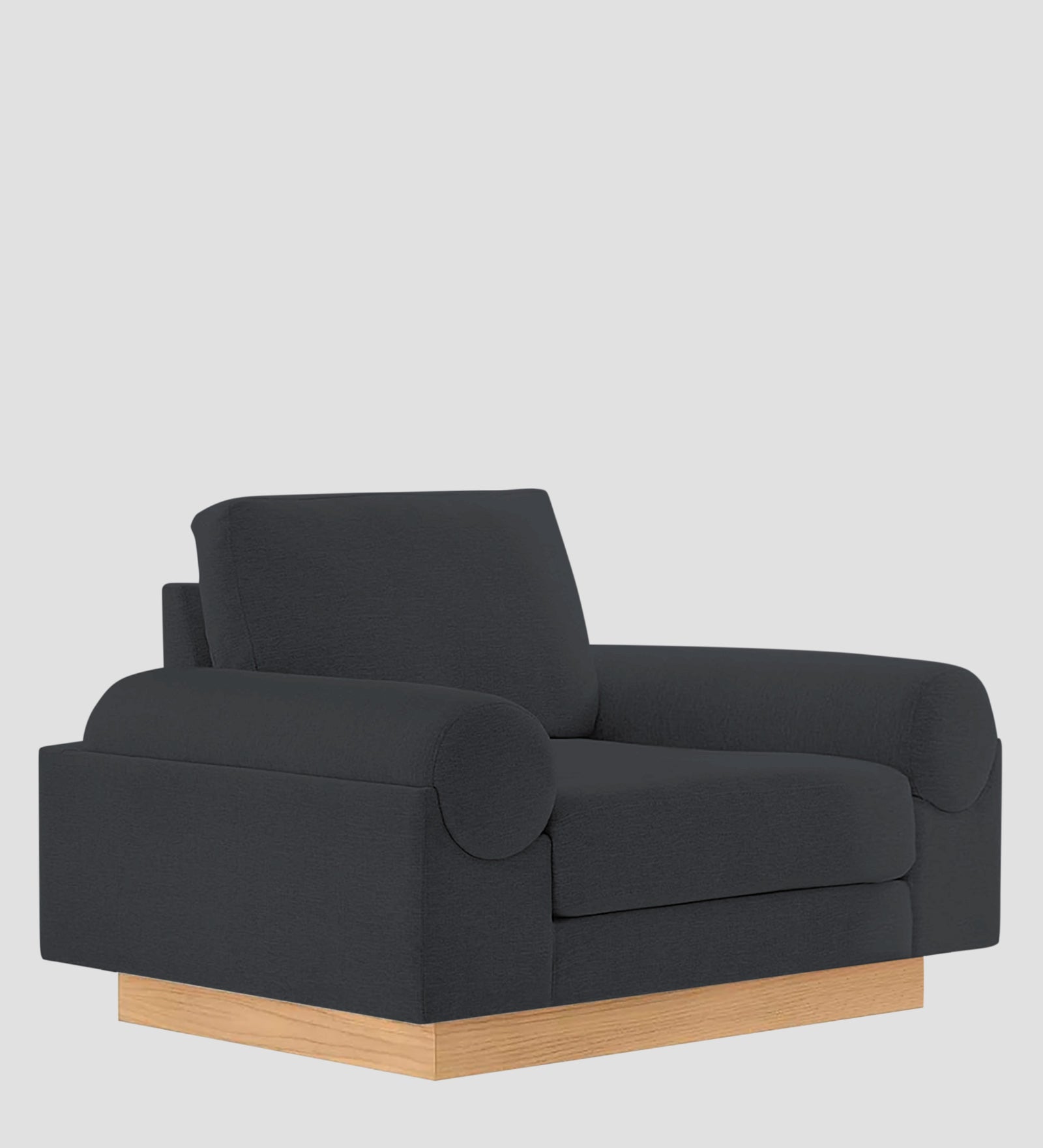 Yuma Fabric 1 Seater Sofa In Charcoal Grey Colour