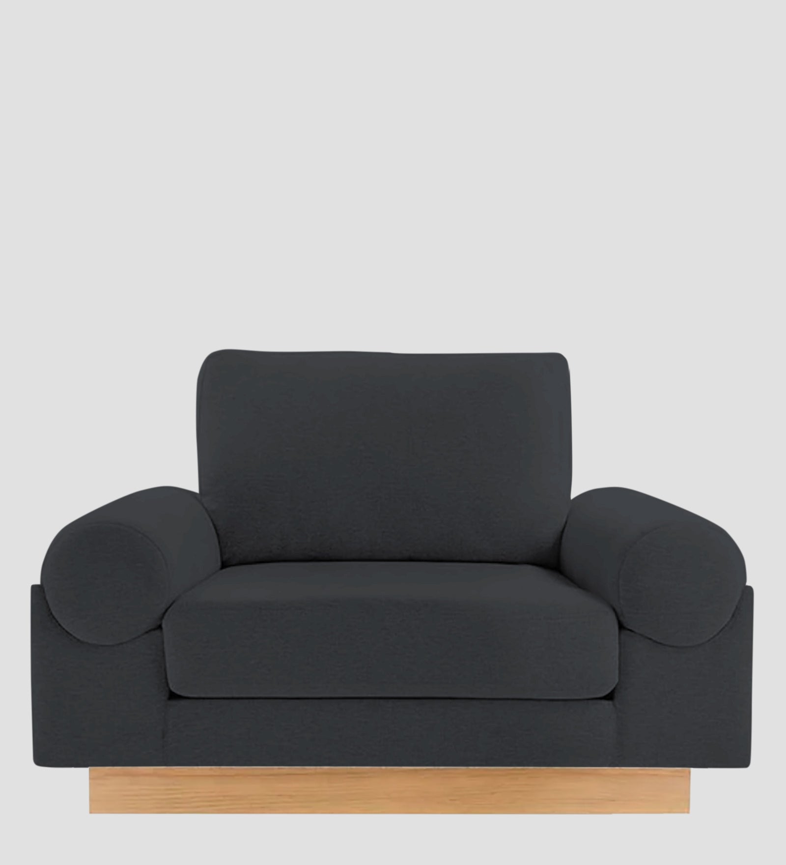 Yuma Fabric 1 Seater Sofa In Charcoal Grey Colour