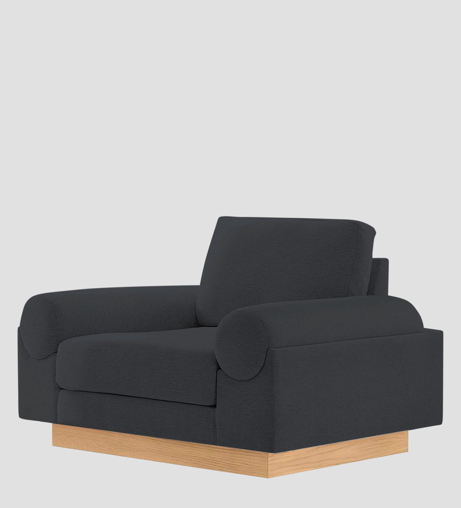 Yuma Fabric 1 Seater Sofa In Charcoal Grey Colour