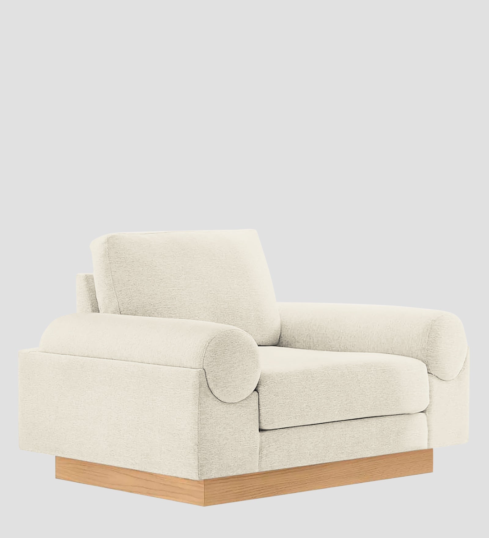 Yuma Fabric 1 Seater Sofa In Ivory Cream Colour