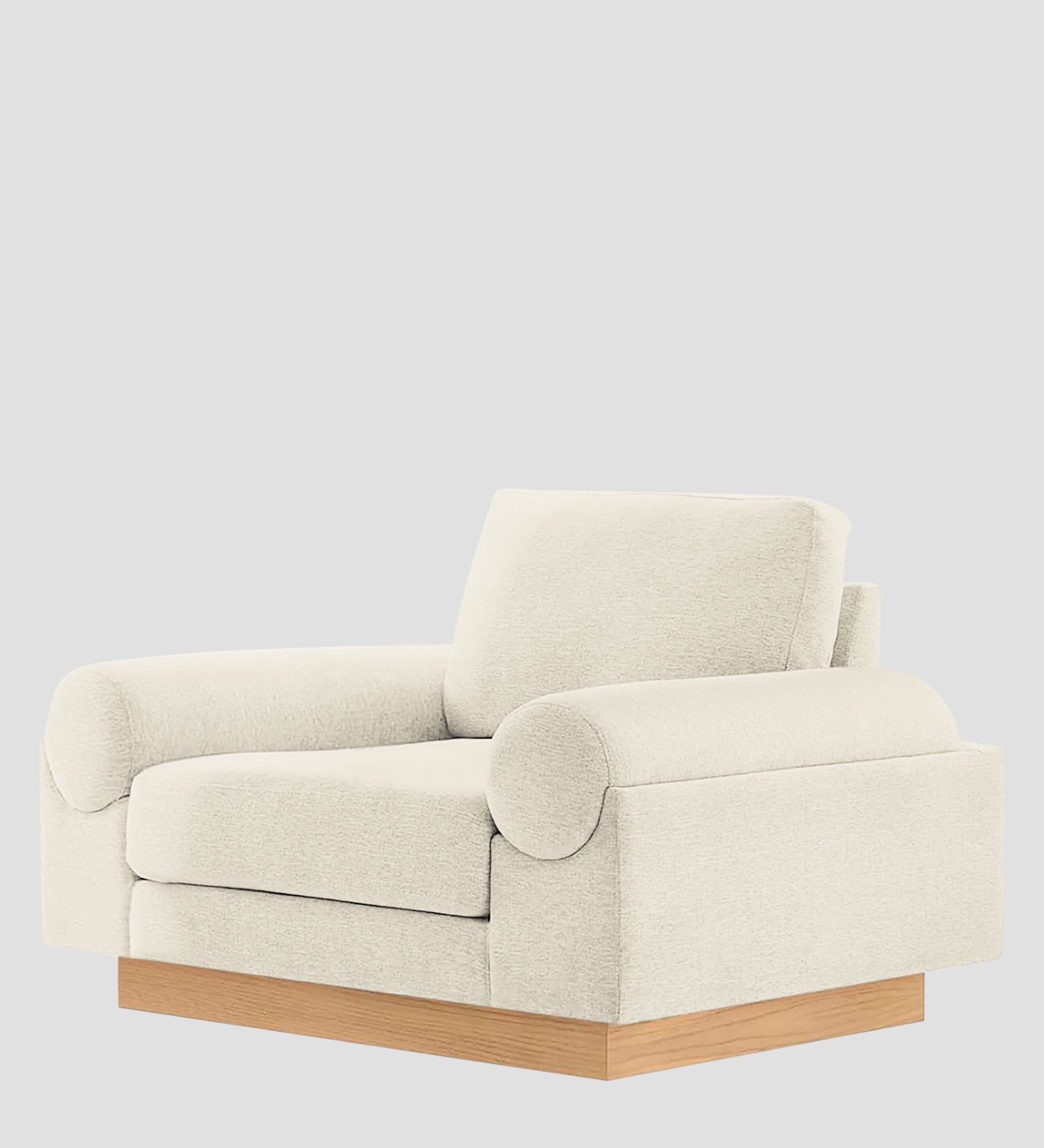 Yuma Fabric 1 Seater Sofa In Ivory Cream Colour