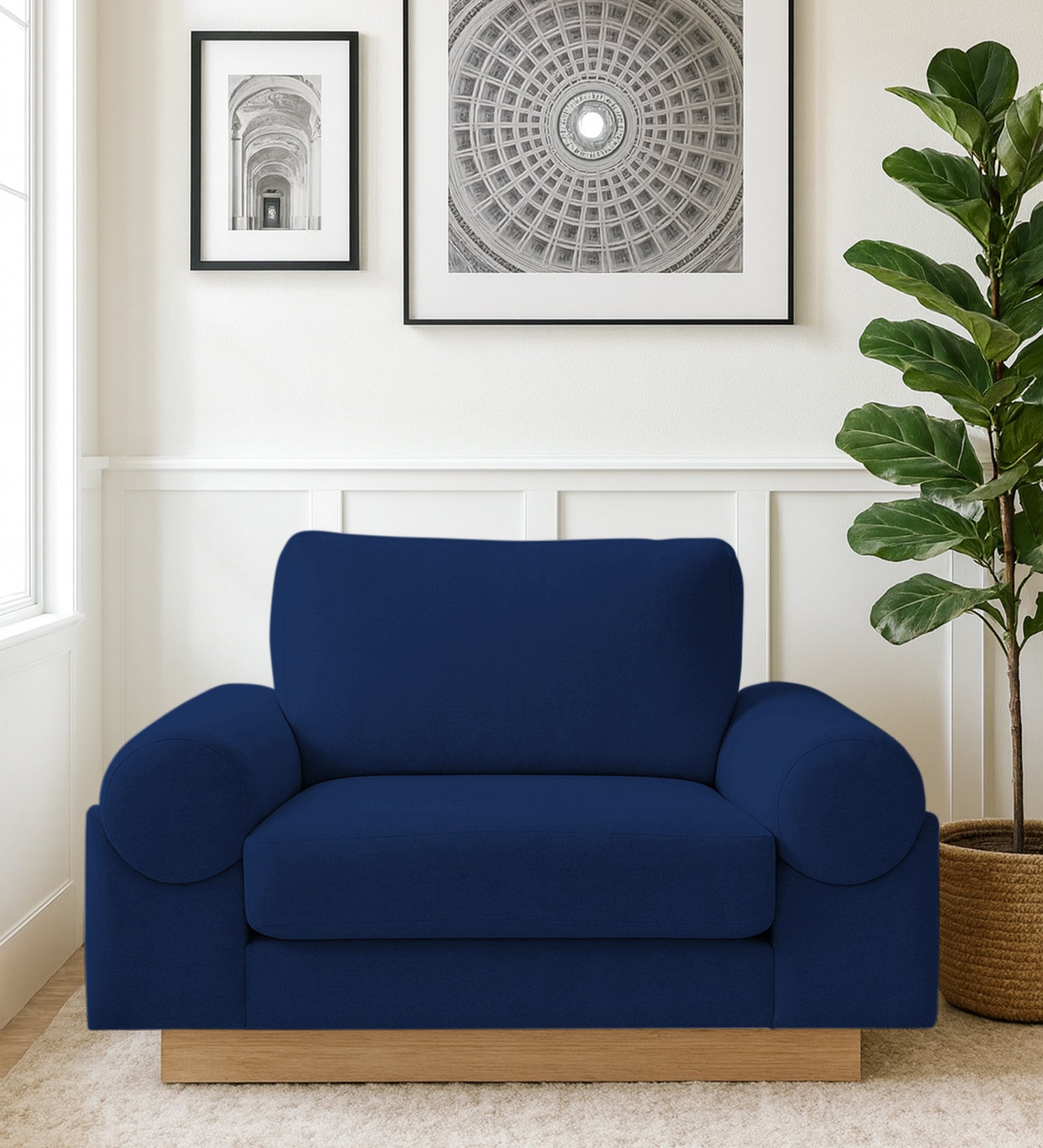 Yuma Fabric 1 Seater Sofa In Royal Blue Colour