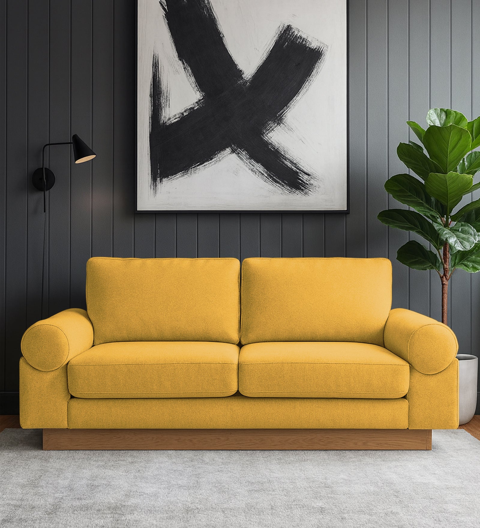 Yuma Fabric 2 Seater Sofa In Bold Yellow Colour