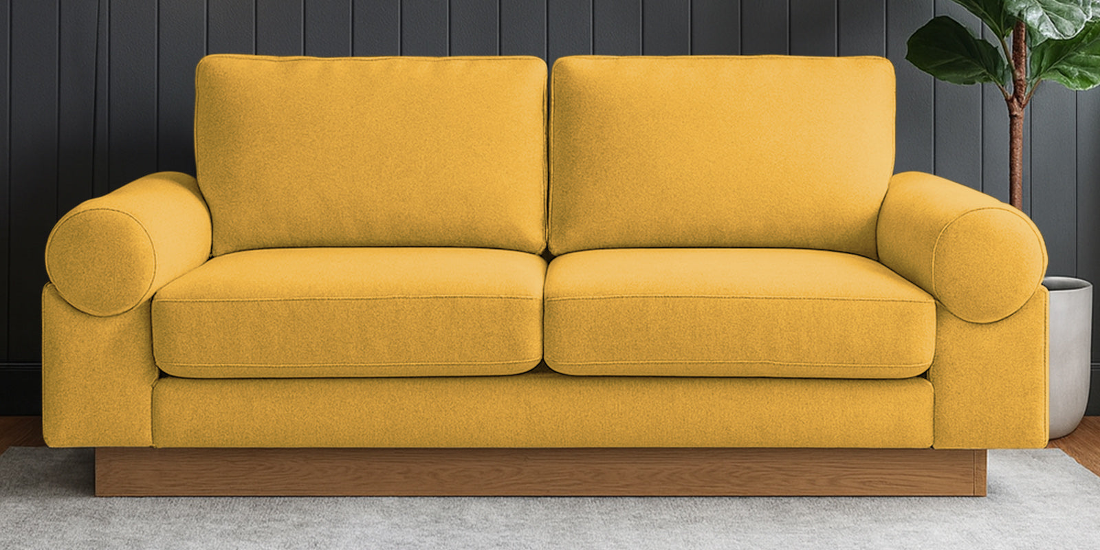 Yuma Fabric 2 Seater Sofa In Bold Yellow Colour