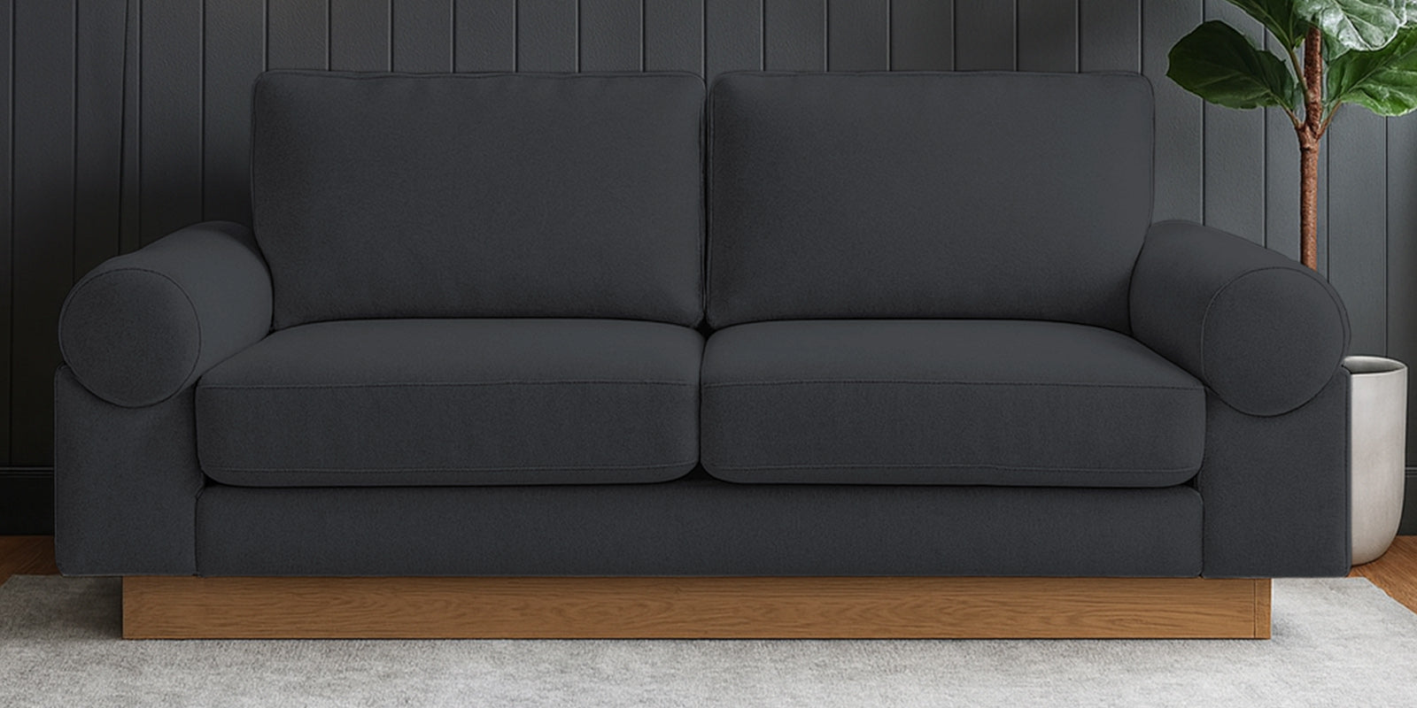 Yuma Fabric 2 Seater Sofa In Charcoal Grey Colour