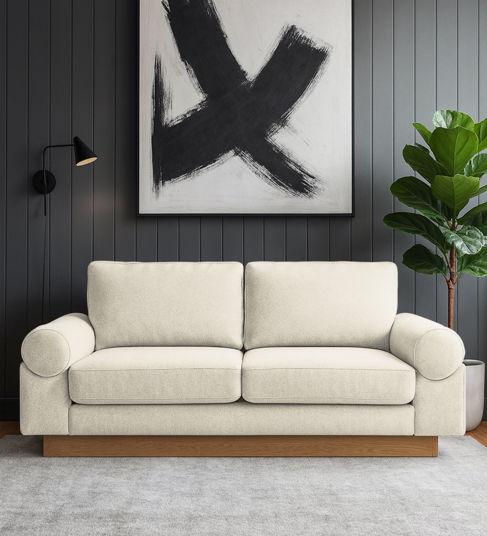 Yuma Fabric 2 Seater Sofa In Ivory Cream Colour