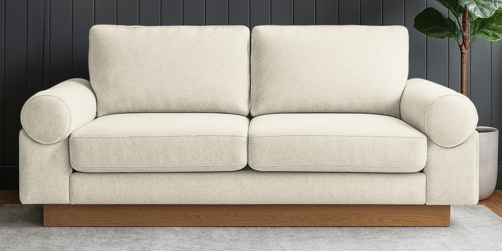 Yuma Fabric 2 Seater Sofa In Ivory Cream Colour