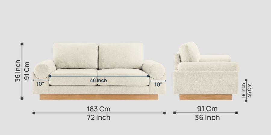 Yuma Fabric 2 Seater Sofa In Ivory Cream Colour - Febonic Living