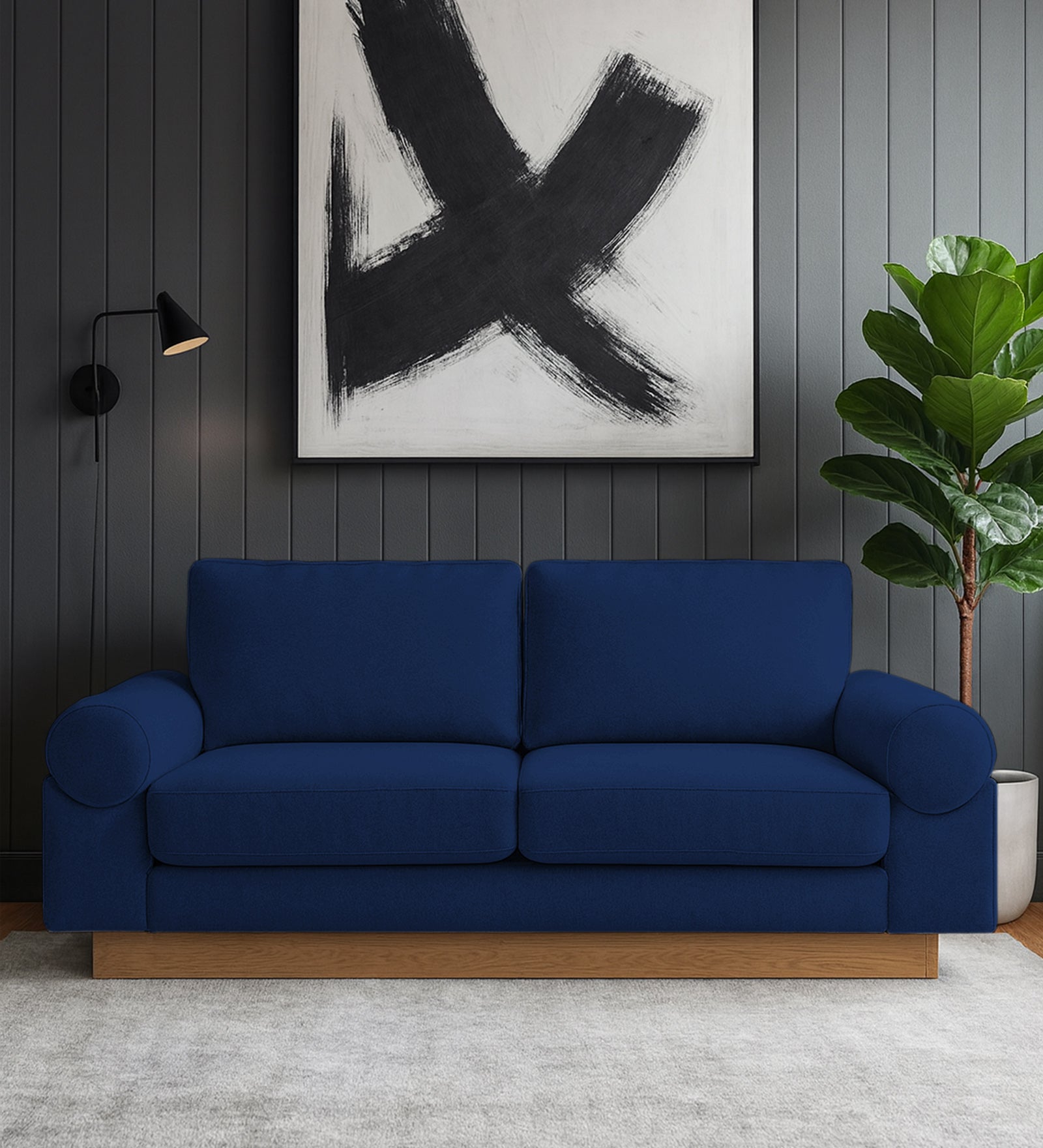 Yuma Fabric 2 Seater Sofa In Royal Blue Colour
