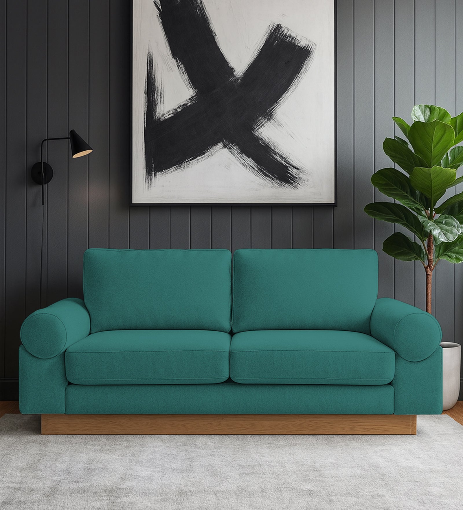 Yuma Fabric 2 Seater Sofa In Sea Green Colour