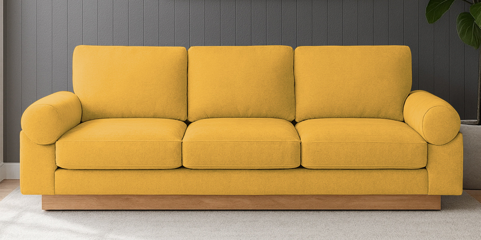 Yuma Fabric 3 Seater Sofa In Bold Yellow Colour