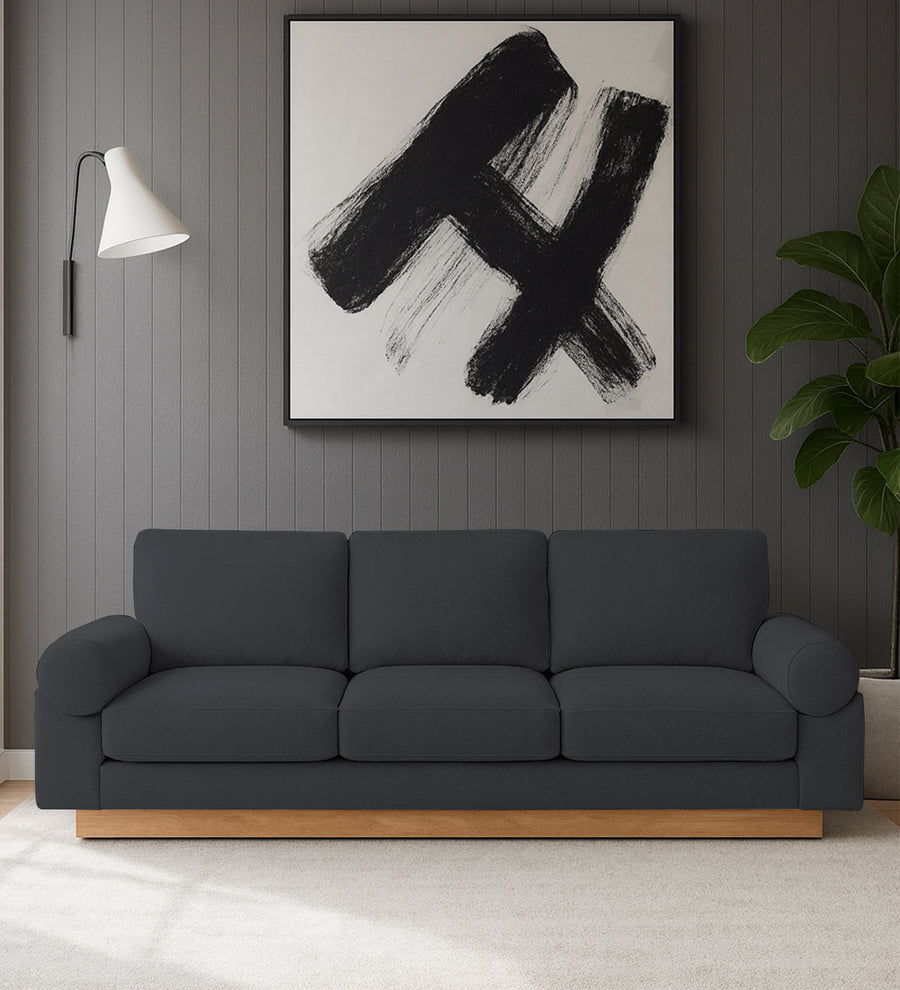 Yuma 3 Seater Fabric Sofa - Charcoal Grey by Febonic Living