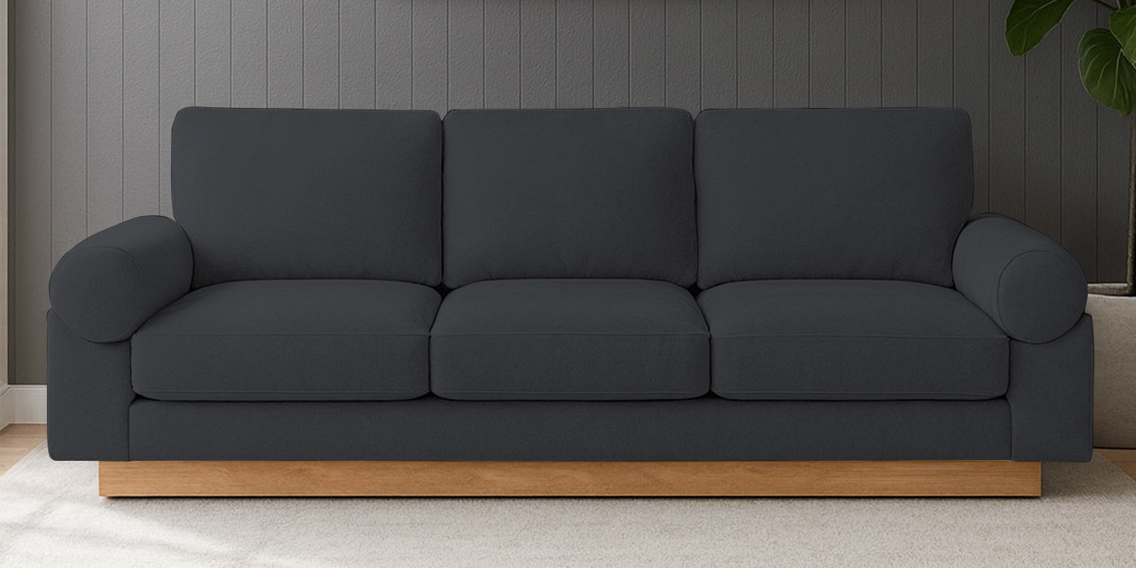 Yuma Fabric 3 Seater Sofa In Charcoal Grey Colour
