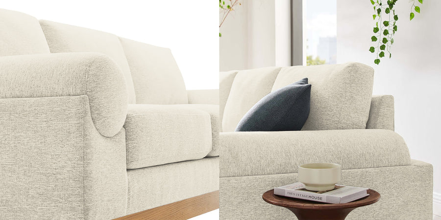 Yuma Fabric 3 Seater Sofa In Ivory Cream Colour 1 - Febonic Living