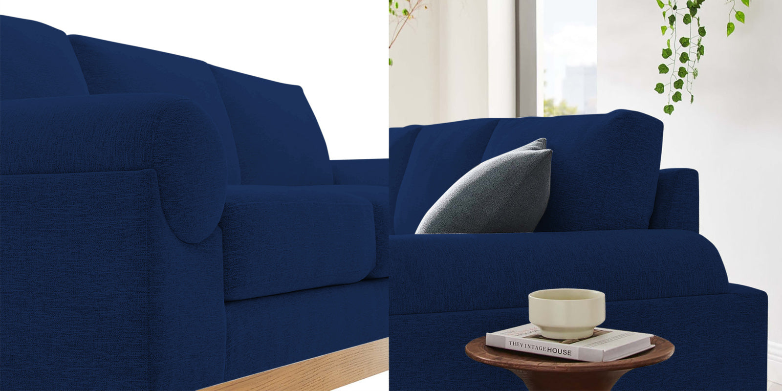 Yuma Fabric 3 Seater Sofa In Royal Blue Colour