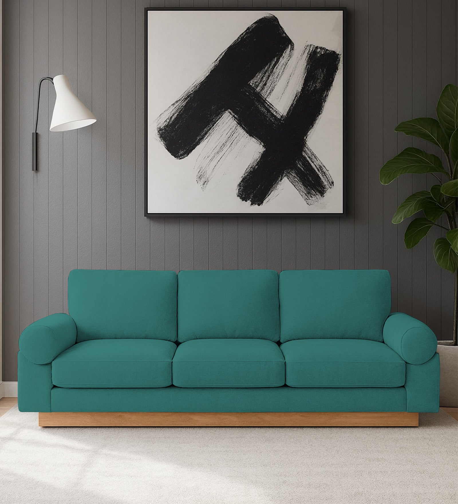Yuma Fabric 3 Seater Sofa In Sea Green Colour
