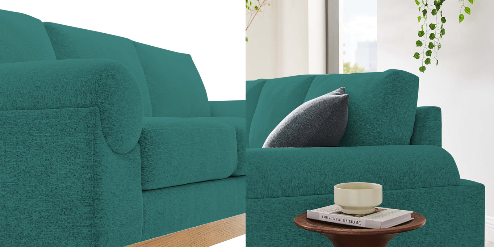 Yuma Fabric 3 Seater Sofa In Sea Green Colour