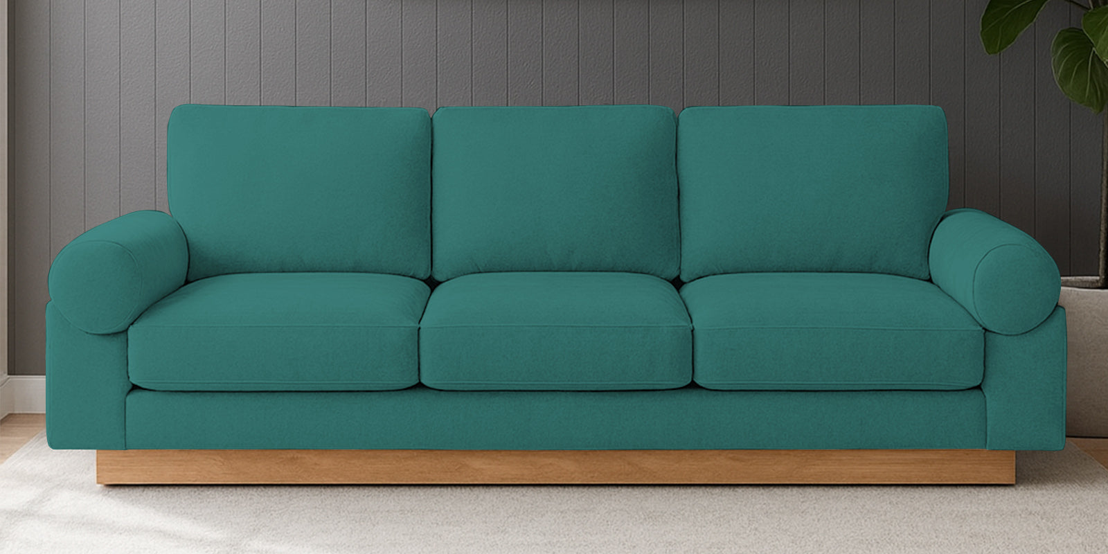 Yuma Fabric 3 Seater Sofa In Sea Green Colour