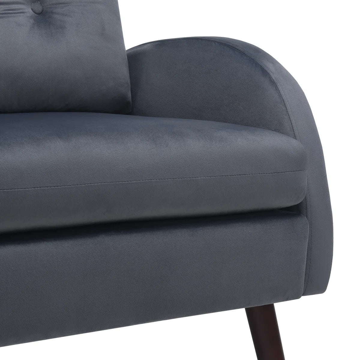 Yuvil Velvet Barrel Chair With Ottoman In Light Grey Colour