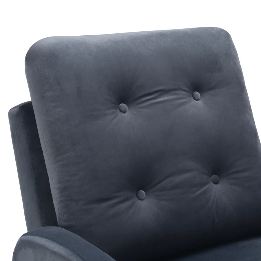 Yuvil Velvet Barrel Chair With Ottoman In Light Grey Colour - Febonic Living