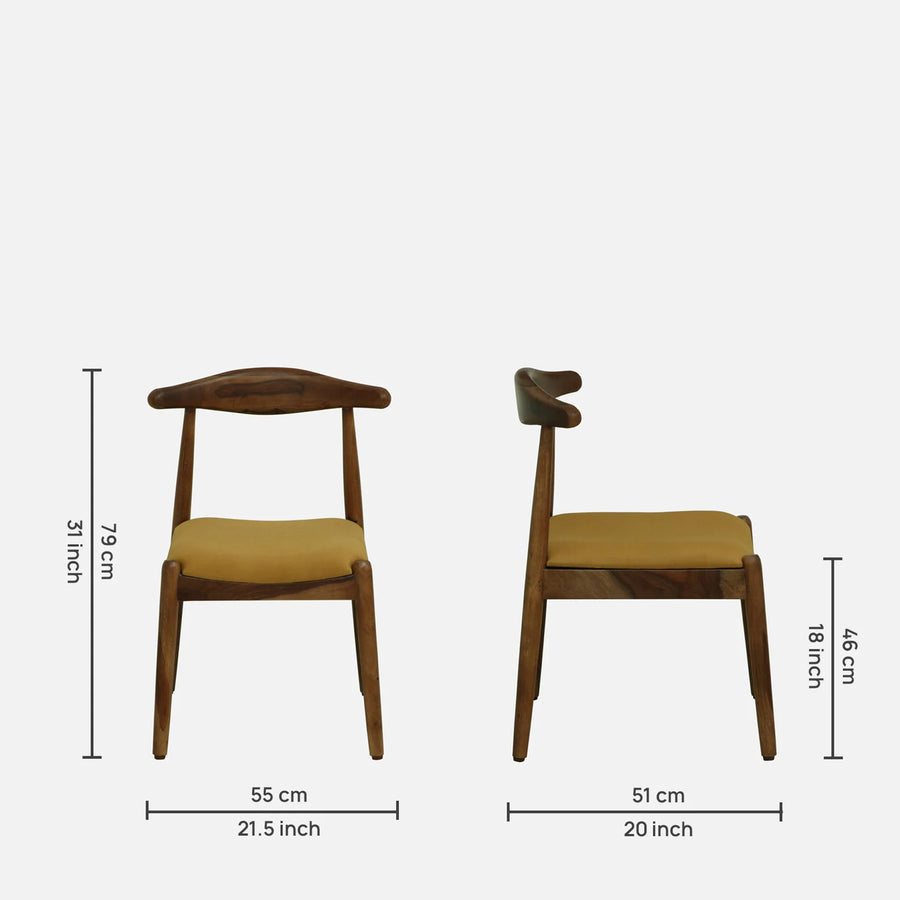 Zaha Sheesham Wood Dining Chairs In Provincial Teak Finish (Set Of 2)