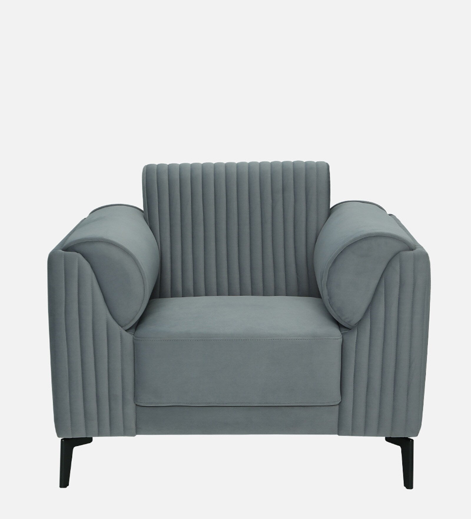 Zara Waterproof Velvet 1 Seater Sofa in Fossil Grey Colour