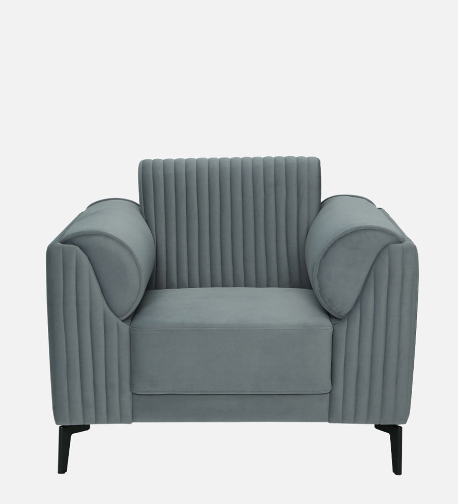 Zara Waterproof Velvet 1 Seater Sofa In Fossil Grey Colour - Febonic Living