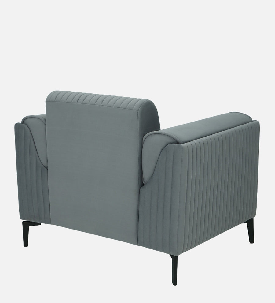 Zara Waterproof Velvet 1 Seater Sofa In Fossil Grey Colour - Febonic Living