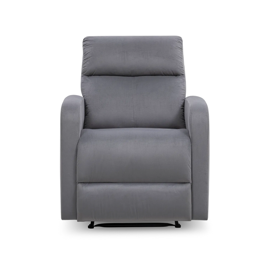 Zest 1 Seater Motorized Fabric Recliner - Concrete Grey - Front View by Febonic Living