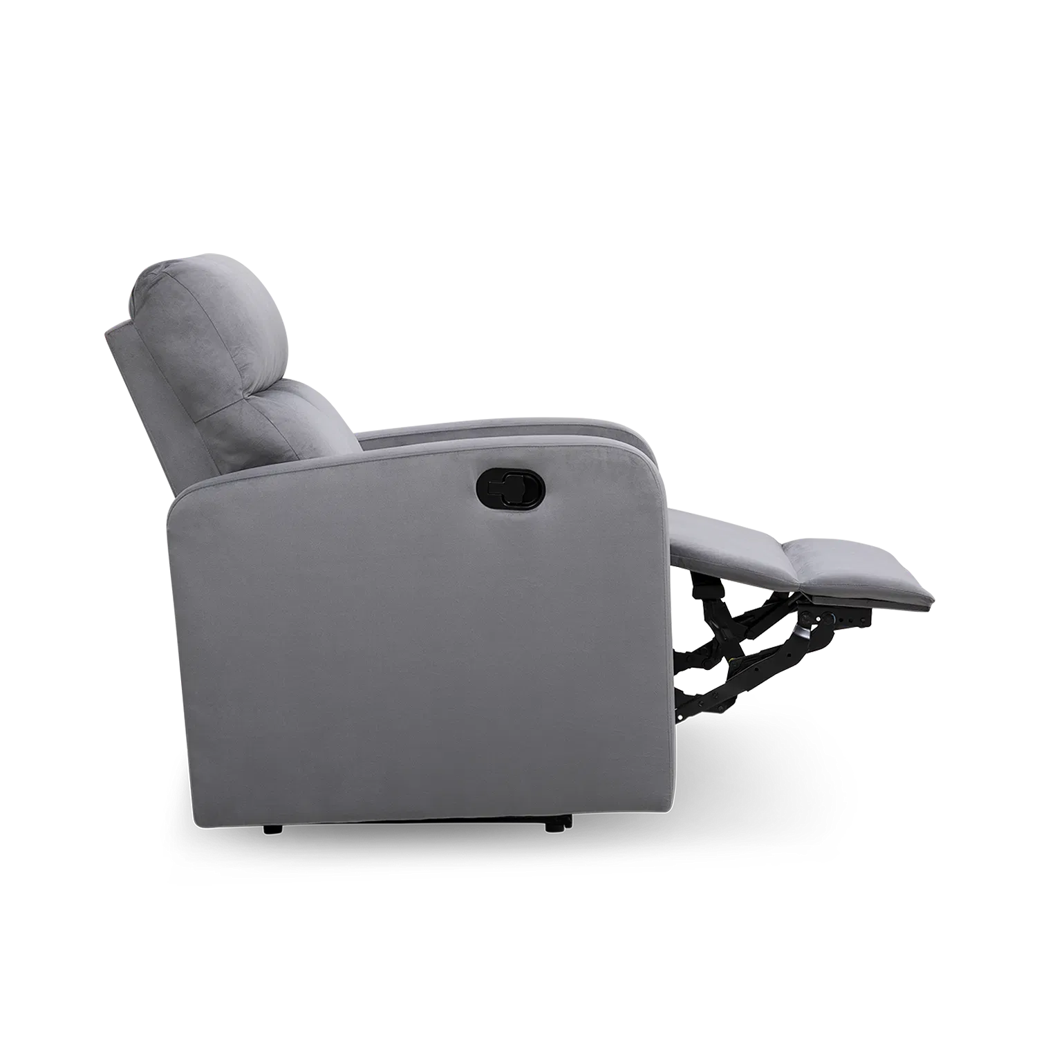 Zest 1 Seater Motorized Fabric Recliner - Concrete Grey - Side View by Febonic Living