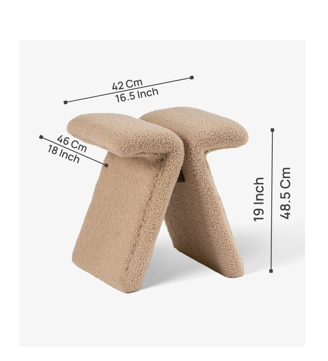 Zumo Boucle Fabric Pouffe In Mushroom Beige Colour