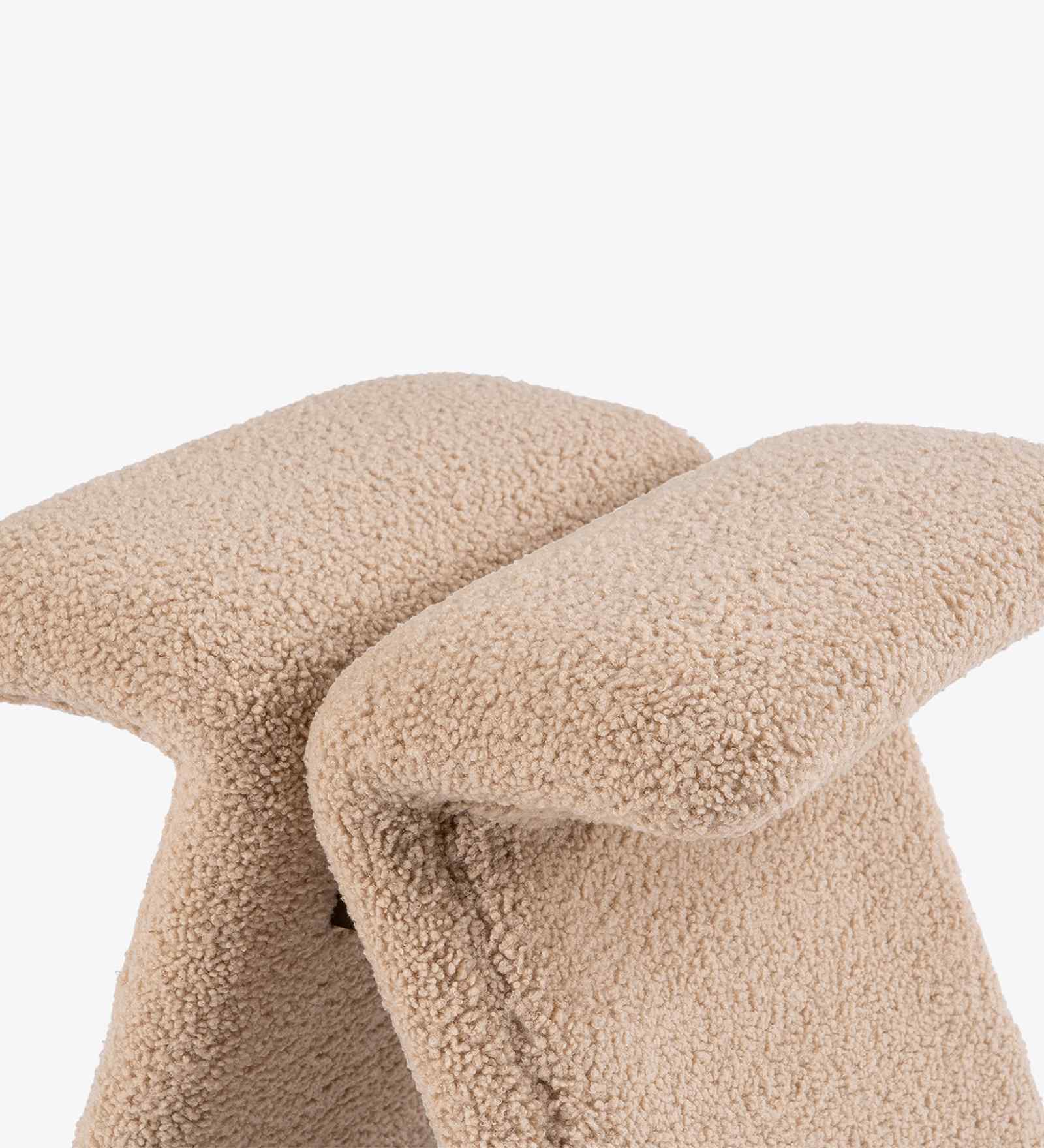 Zumo Boucle Fabric Pouffe In Mushroom Beige Colour