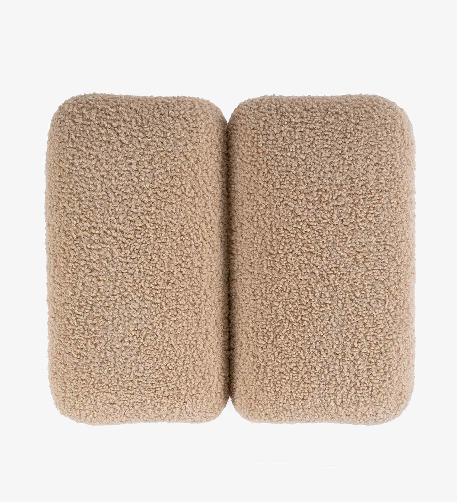 Zumo Boucle Fabric Pouffe In Mushroom Beige Colour