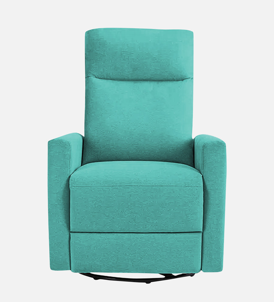 Zura 1 Seater Rotating Motorized Fabric Recliner - Aqua Blue - Front View by Febonic Living