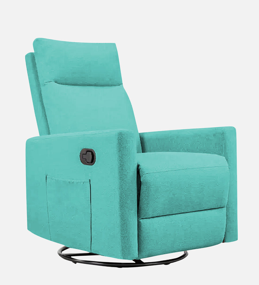 Zura 1 Seater Rotating Motorized Fabric Recliner - Aqua Blue - Side View by Febonic Living