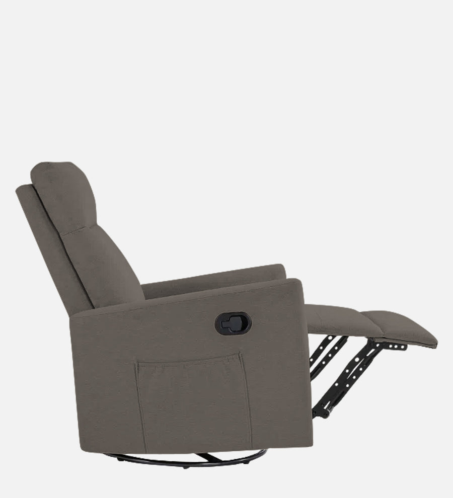 Zura 1 Seater Rotating Motorized Fabric Recliner - Battle Grey - Side Reclined View by Febonic Living