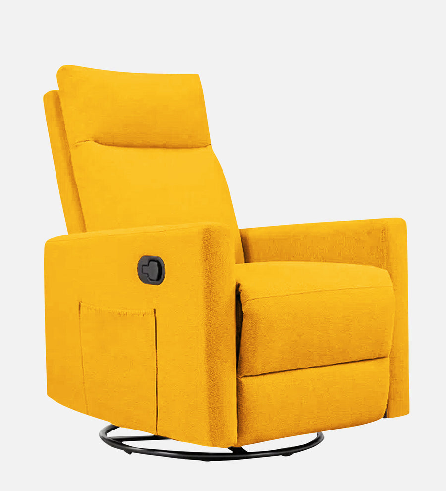 Zura 1 Seater Rotating Motorized Fabric Recliner - Bold Yellow - Side View by Febonic Living
