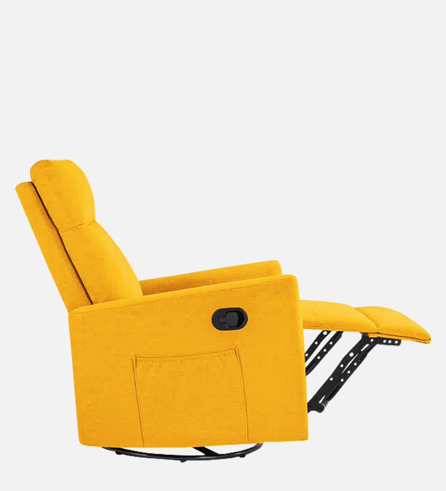 Zura 1 Seater Rotating Motorized Fabric Recliner - Bold Yellow - Side Reclined View by Febonic Living