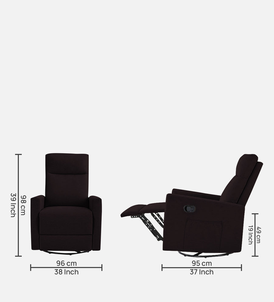 Zura 1 Seater Rotating Motorized Fabric Recliner - Cara Brown - Dimensions by Febonic Living