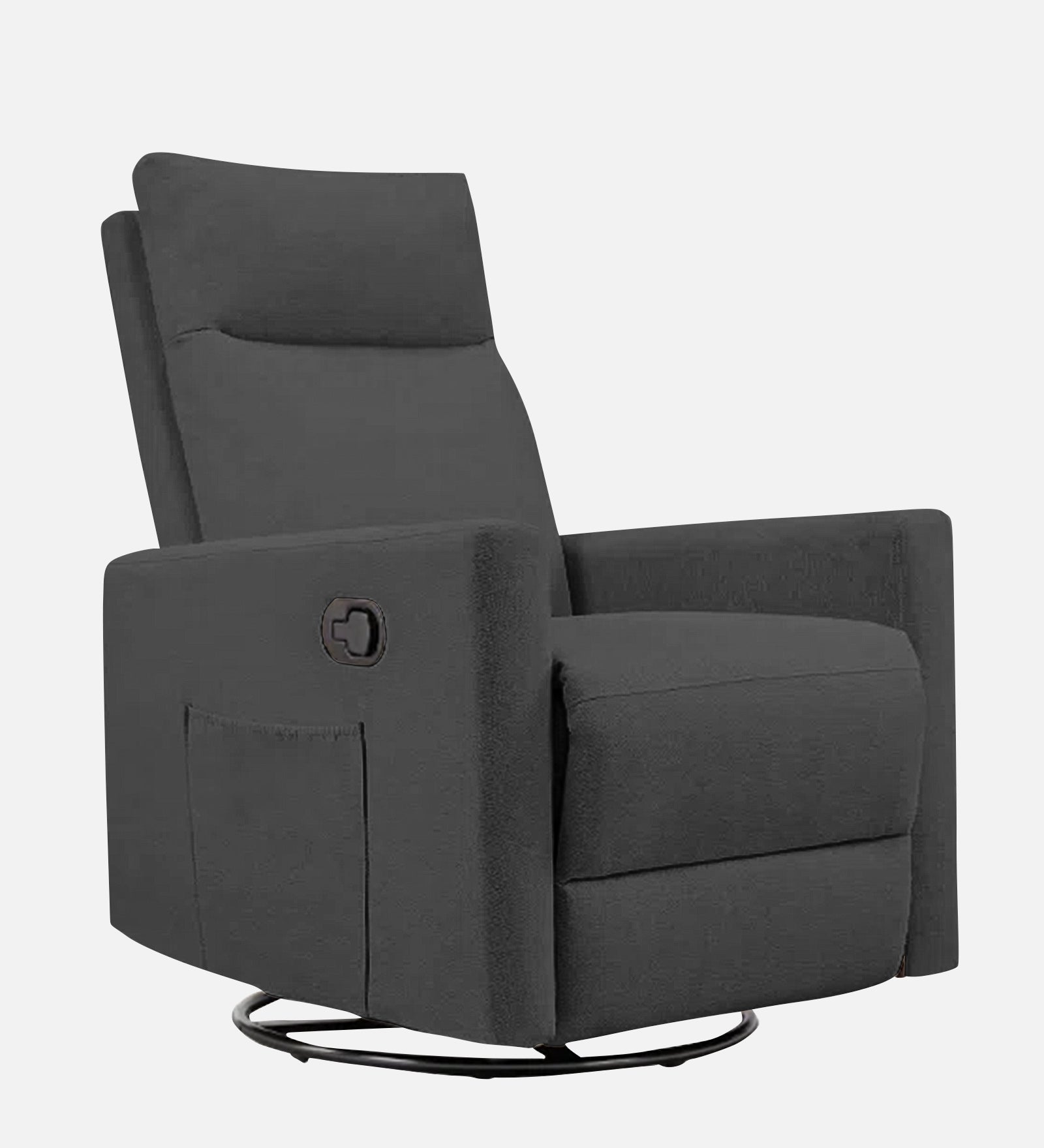 Zura 1 Seater Rotating Motorized Fabric Recliner - Charcoal Grey - Side View by Febonic Living