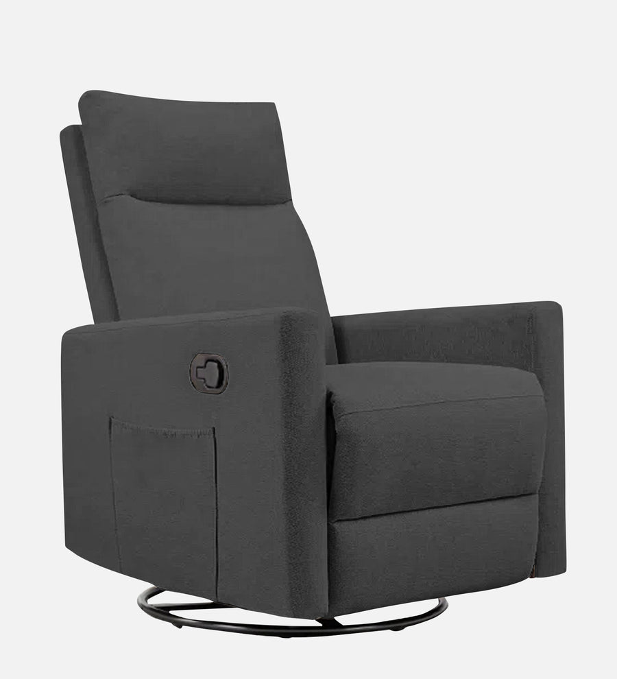 Zura 1 Seater Rotating Motorized Fabric Recliner - Charcoal Grey - Side View by Febonic Living