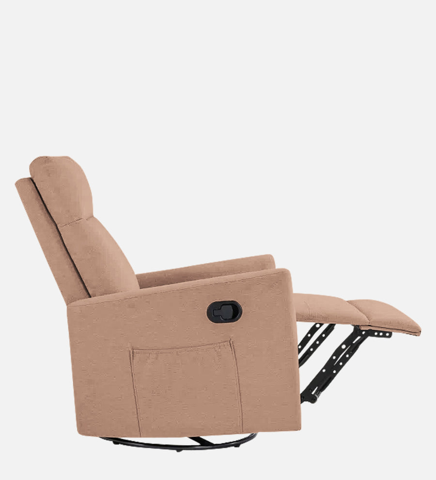 Zura 1 Seater Rotating Motorized Fabric Recliner - Cosmic Beige - Side Reclined View by Febonic Living