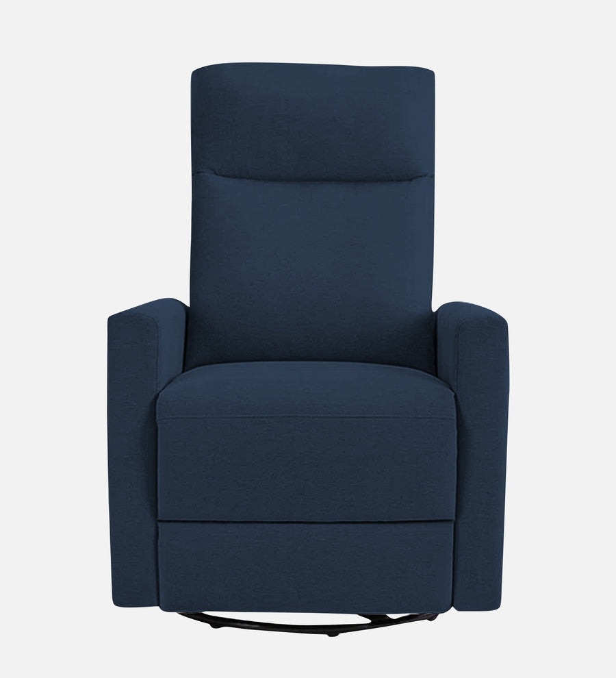 Zura 1 Seater Rotating Motorized Fabric Recliner - Denim Blue - Front View by Febonic Living