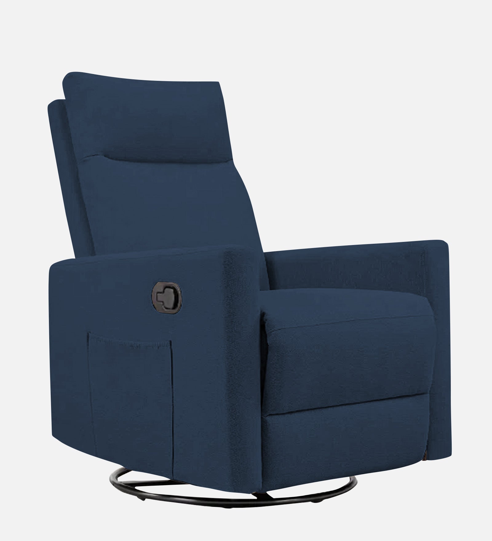 Zura 1 Seater Rotating Motorized Fabric Recliner - Denim Blue - Side View by Febonic Living