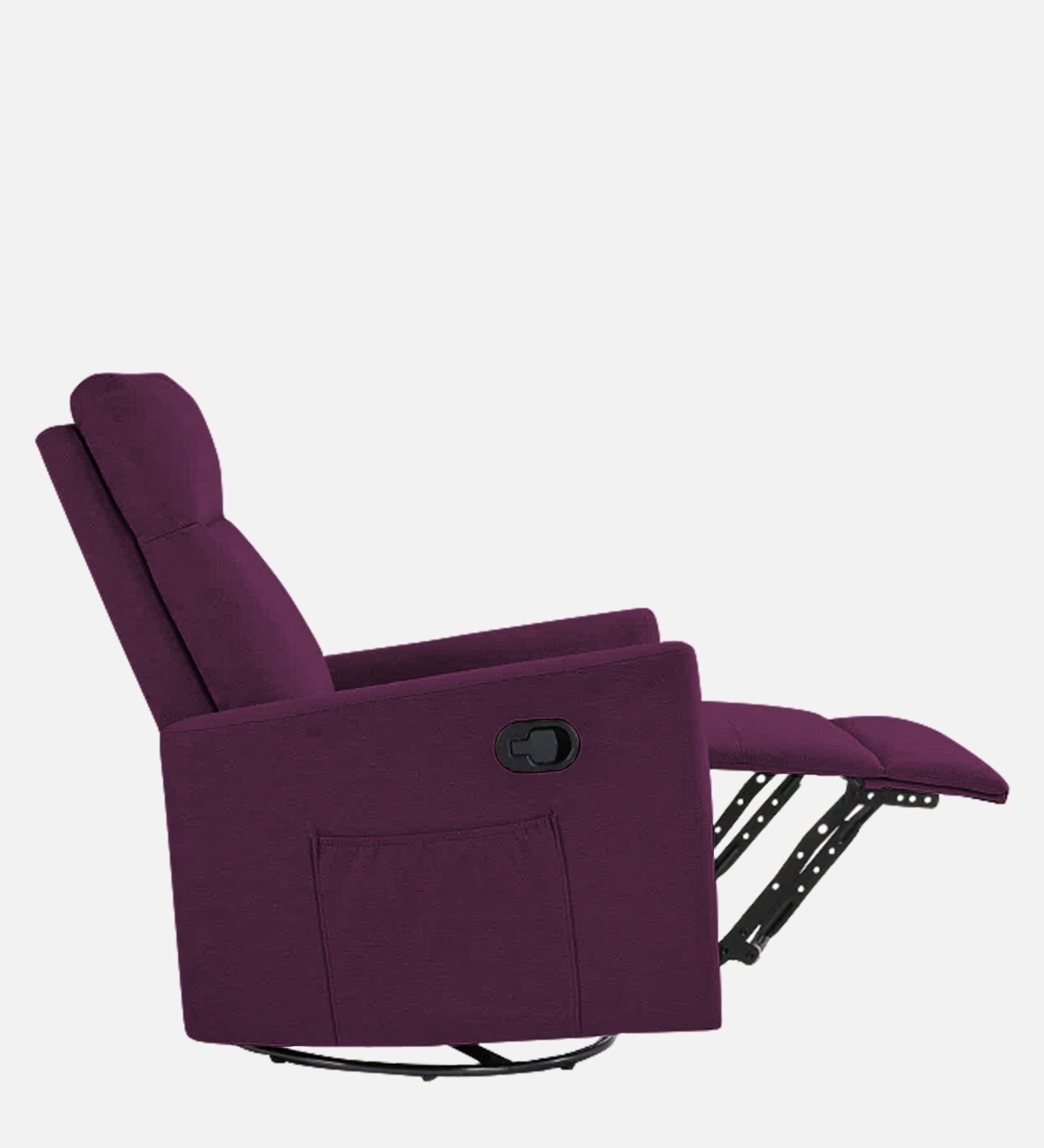 Zura 1 Seater Rotating Motorized Fabric Recliner - Greek Purple - Side Reclined View by Febonic Living