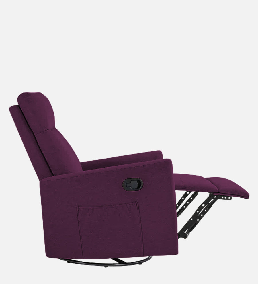 Zura 1 Seater Rotating Motorized Fabric Recliner - Greek Purple - Side Reclined View by Febonic Living