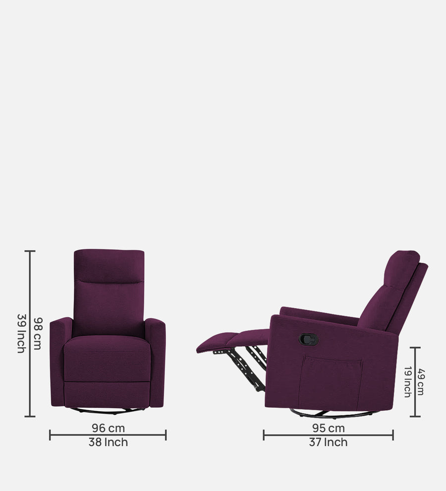 Zura 1 Seater Rotating Motorized Fabric Recliner - Greek Purple - Dimensions by Febonic Living